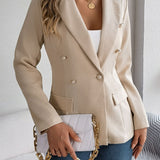 Decorative Pocket Flap Lapel Collar Long Sleeve Blazer