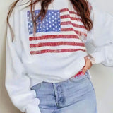 US Flag Round Neck Long Sleeve Sweatshirt