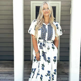 Hydrangea Heaven Midi Dress - Blue
