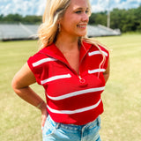 Serving Looks Quarter Zip Sweater Vest- RED