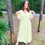 Karlie Check Plaid Jacquard Puff Sleeve Maxi Dress - Yellow