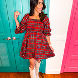 In Love With You Plaid Dress - Red