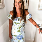 Sloane Flora Ursa Off The Shoulder Maxi Dress - Blue