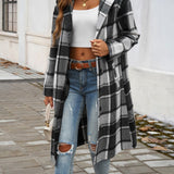 Devine Plaid Long Sleeve Hooded Coat