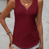 Eyelet V-Neck Wide Strap Tank