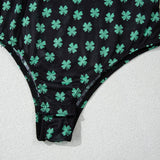 Lucky Clover Mock Neck Long Sleeve Bodysuit