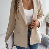 Decorative Pocket Flap Lapel Collar Long Sleeve Blazer