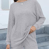 Round Neck Dropped Shoulder Top and Shorts Set
