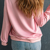 Bow Graphic Round Neck Long Sleeve Sweatshirt