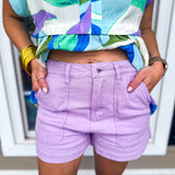 Steph HW Denim Shorts- Lavender