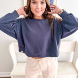 Comfort Cropped Pullover- Night