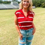 Serving Looks Quarter Zip Sweater Vest- RED