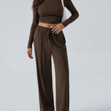 Devine Round Neck Long Sleeve Top and Pants Set