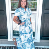 Coastal Serenity Midi Dress - Blue