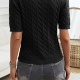 Cable-Knit Short Sleeve Sweater