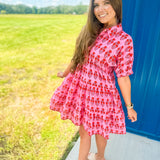 Sunset Blossom Mini Dress- Pink