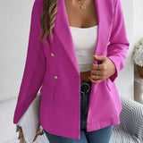 Decorative Pocket Flap Lapel Collar Long Sleeve Blazer