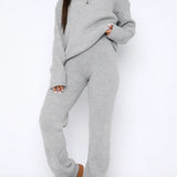 Quarter Zip Long Sleeve Top and Pants Set