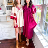 In Full Swing Dress - Burgundy