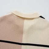 Striped Quarter Zip Cap Sleeve Sweater Dress