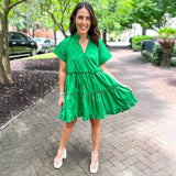 Pallas Poplin Tiered Mini- Kelly Green