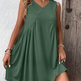 Ivy Lane Ruched V-Neck Sleeveless Mini Dress