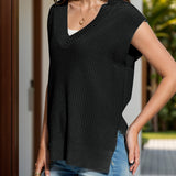 V-Neck Cap Sleeve Knit Vest