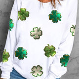 Lucky Clover Round Neck Long Sleeve Sweatshirt