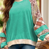 Plus Size Printed Raglan Sleeve Sweatshirt