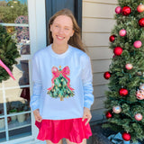 Dark Green Tree With Hot Pink Bow Sweatshirt - Final Sale