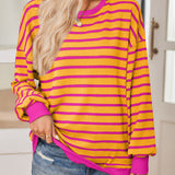 Lovelet Striped Contrast Long Sleeve Sweatshirt