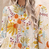 Tiered Printed Long Sleeve Mini Dress