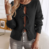 Devine Tied Round Neck Dropped Shoulder Cardigan