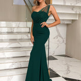 Rhinestone One-Shoulder Formal Dress
