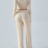 Devine Round Neck Long Sleeve Top and Pants Set