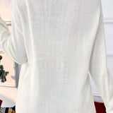 Bow Round Neck Drop Shoulder Sweater