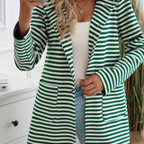 Devine Striped Long Sleeve Hooded Outerwear