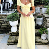 Devine Sweetheart Neck Short Sleeve Maxi Dress