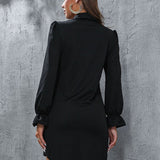 Perfee Ruched Button Up Long Sleeve Dress