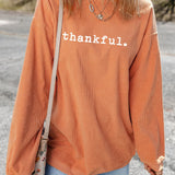 THANKFUL Round Neck Long Sleeve Sweatshirt