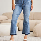 Judy Blue Full Size Release Hem Cropped Bootcut Jeans