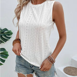 Eyelet Round Neck Tank