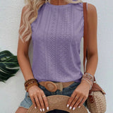 Eyelet Round Neck Tank