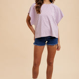Annie Wear Checkered Round Neck Short Sleeve T-Shirt