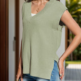 V-Neck Cap Sleeve Knit Vest