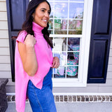 Pink Turtleneck Hi Low Sweater