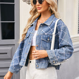 Pearl Trim Long Sleeve Denim Jacket