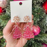 Holiday Tree Earrings- Pink *FINAL SALE*
