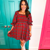 In Love With You Plaid Dress - Red