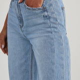 Raw Hem Wide Leg Jeans with Pockets